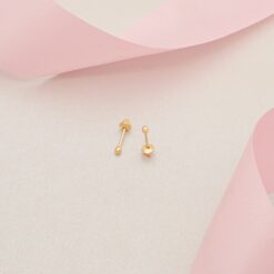 Aretes balin 2mm en oro laminado 18K Piangere clasicos