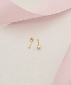 Aretes balin 2mm en oro laminado 18K Piangere clasicos