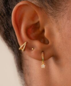 Aretes balin 2mm en oro laminado 18K Piangere clasicos