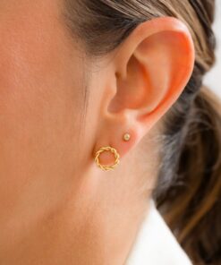 Aretes balin 3mm en oro laminado 18K Piangere elegantes