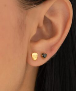 Aretes calavera en oro laminado 18K Piangere modernos