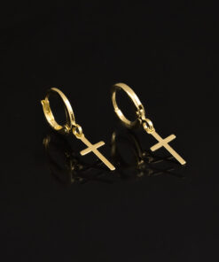 Aretes circonia cuadrada rojo en oro laminado 18K Piangere elegantes para uso diario