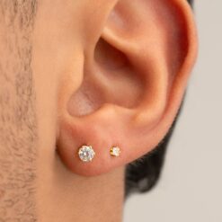 Aretes circonia redonda cristal en oro laminado 18K Piangere elegantes