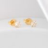 Aretes circonia redonda cristal en oro laminado 18K Piangere elegantes
