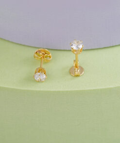 Aretes circonia redonda cristal en oro laminado 18K Piangere elegantes