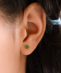 Aretes circonia verde 2.5mm en oro laminado 18K Piangere brillantes