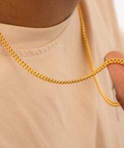 Cadena cubana eslabon U 4mm 65cm en oro laminado 18K Piangere para hombre