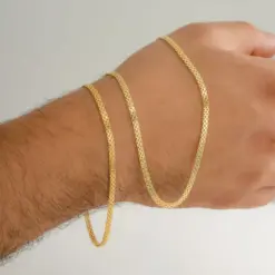 Cadena tejido chino 3mm 65cm en oro laminado 18K Piangere para hombre