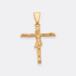 Dije cristo inri mediano en oro laminado 18K Piangere religioso