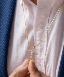 Dije cruz con circonia 4cm en oro laminado 18K Piangere elegante