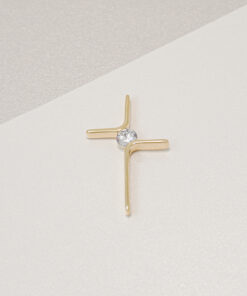 Dije cruz con circonia 4cm en oro laminado 18K Piangere elegante