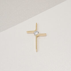Dije cruz con circonia 4cm en oro laminado 18K Piangere elegante