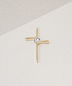 Dije cruz con circonia 4cm en oro laminado 18K Piangere elegante