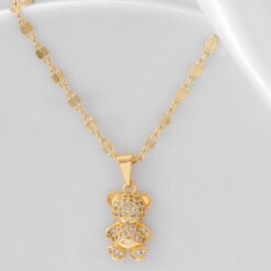Dije oso con cristal en oro laminado 18K Piangere elegante