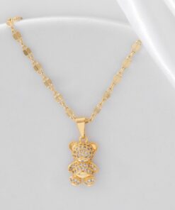 Dije oso con cristal en oro laminado 18K Piangere elegante