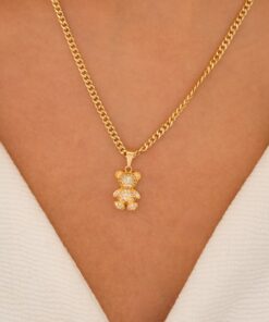 Dije oso con cristal en oro laminado 18K Piangere elegante