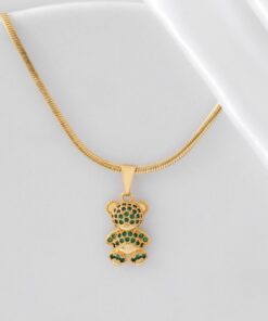 Dije oso verde en oro laminado 18K Piangere elegante