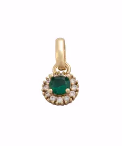 Dije royal green 8mm en oro laminado 18K Piangere elegante
