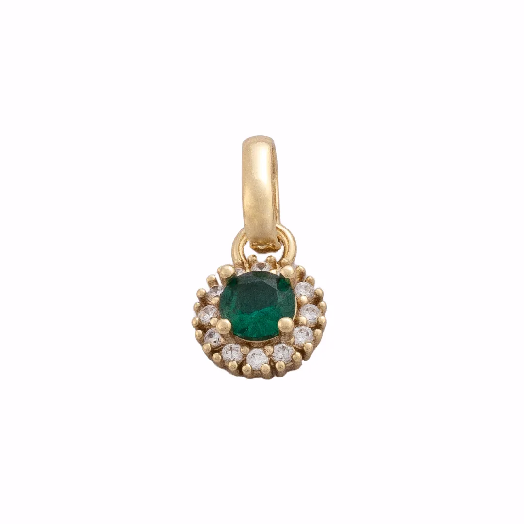 Dije royal green 8mm en oro laminado 18K Piangere elegante