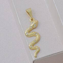 Dije serpiente con cristal en oro laminado 18K Piangere elegante