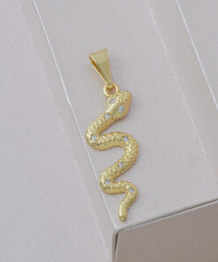 Dije serpiente con cristal en oro laminado 18K Piangere elegante