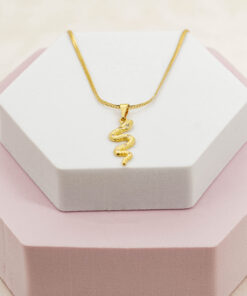 Dije serpiente con cristal en oro laminado 18K Piangere elegante