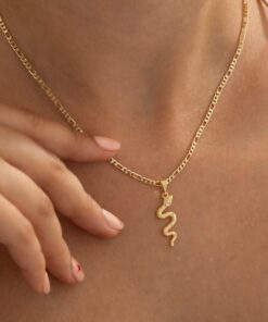 Dije serpiente con cristal en oro laminado 18K Piangere elegante