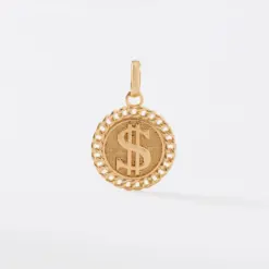 Dije signo peso en oro laminado 18K Piangere moderno