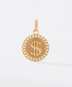 Dije signo peso en oro laminado 18K Piangere moderno