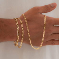 Pulsera 3x1 diamantada 20cm 3.5mm en oro laminado 18K Piangere elegante