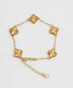 Pulsera clover 1cm 15cm con extension en oro laminado 18K Piangere delicada