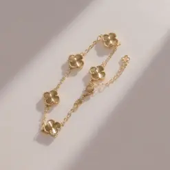 Pulsera clover 1cm 15cm con extension en oro laminado 18K Piangere delicada