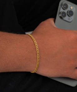 Pulsera cubana plana 20cm en oro laminado 18K Piangere elegante