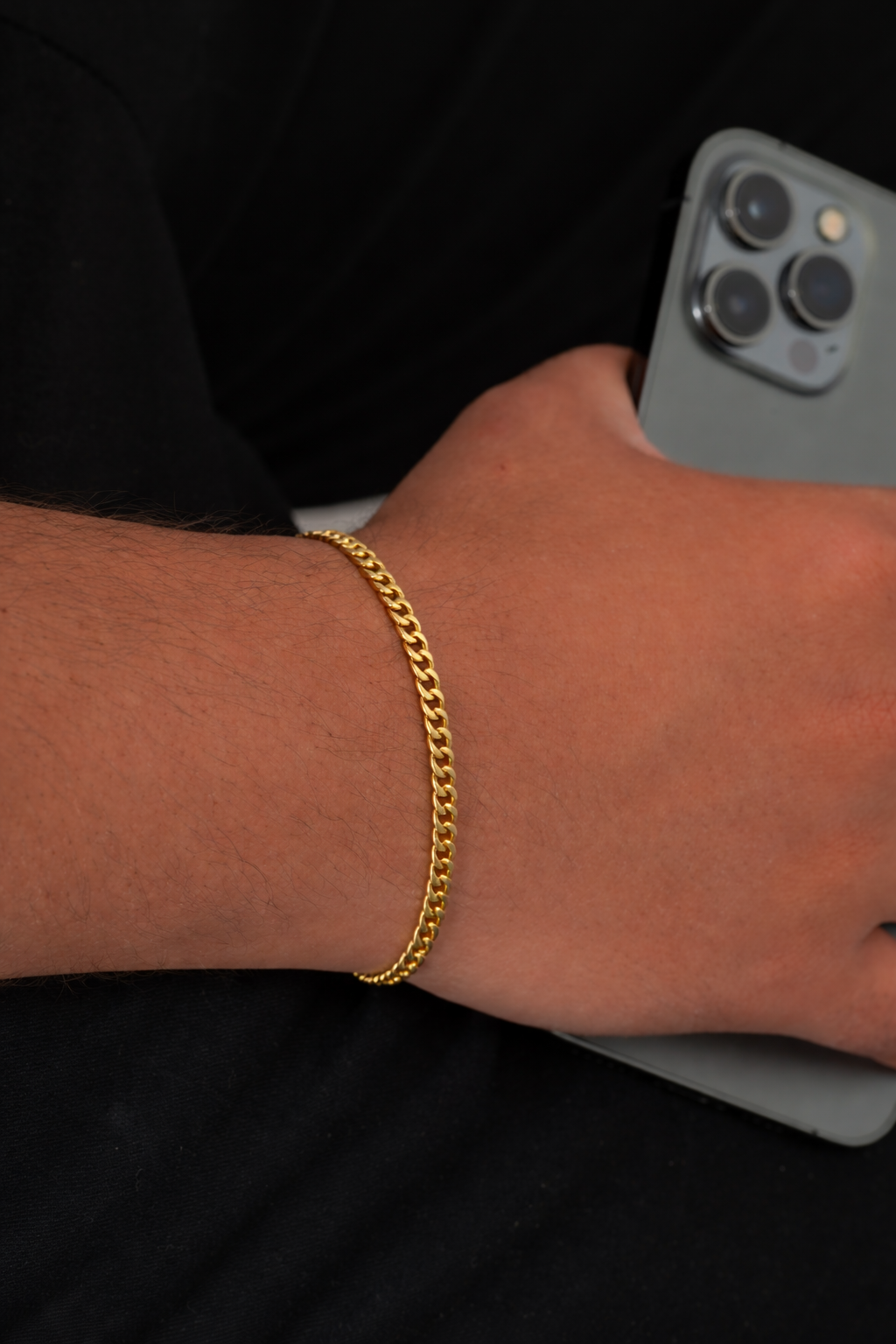 Pulsera cubana plana 20cm en oro laminado 18K Piangere elegante