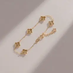 Pulsera mini clover 0.7mm 15cm con extension en oro laminado 18K Piangere delicada