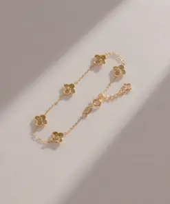 Pulsera mini clover 0.7mm 15cm con extension en oro laminado 18K Piangere delicada
