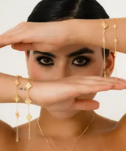 Pulsera mini clover 0.7mm 15cm con extension en oro laminado 18K Piangere delicada